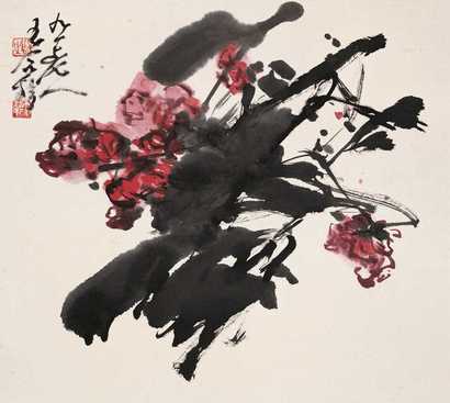 王个簃 1987年作 花卉 立轴
